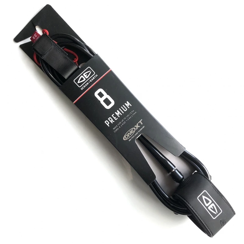 Ocean Earth One XT Surfboard Leash 8ft Black 1 Ocean Earth One XT Surfboard Leash 8ft Black
