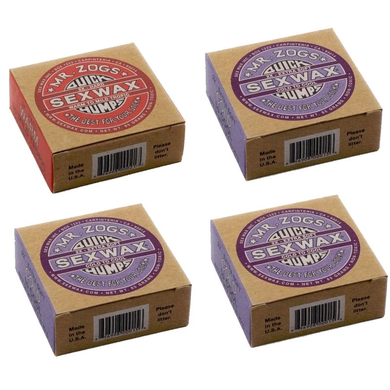 SexWax Base Coat And 3 Cold Surf Wax - 4 Block Pack 1 SexWax Base Coat And 3 Cold Surf Wax - 4 Block Pack