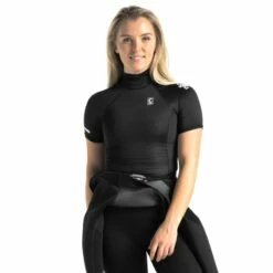 C-Skins Womens High Collar Rash Vest Black - UK 8