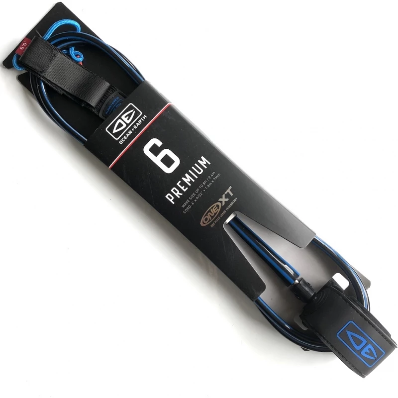 Ocean Earth One XT Surfboard Leash 6ft Black Blue 1 Ocean Earth One XT Surfboard Leash 6ft Black Blue