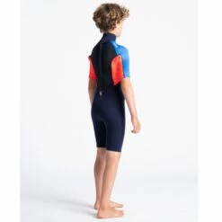 C-Skins Element 3/2mm Junior Shorty Wetsuit Slate Navy Flo Red - JL -SurfSurfSurf outlet shop cel32shjsnfrbltdquarter3 66850