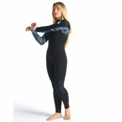 C-Skins Solace 5/4/3mm Womens Wetsuit Chest Zip Black Tropical - UK 10 -SurfSurfSurf outlet shop cso54wczbktbkwhfrontquarter2 60677